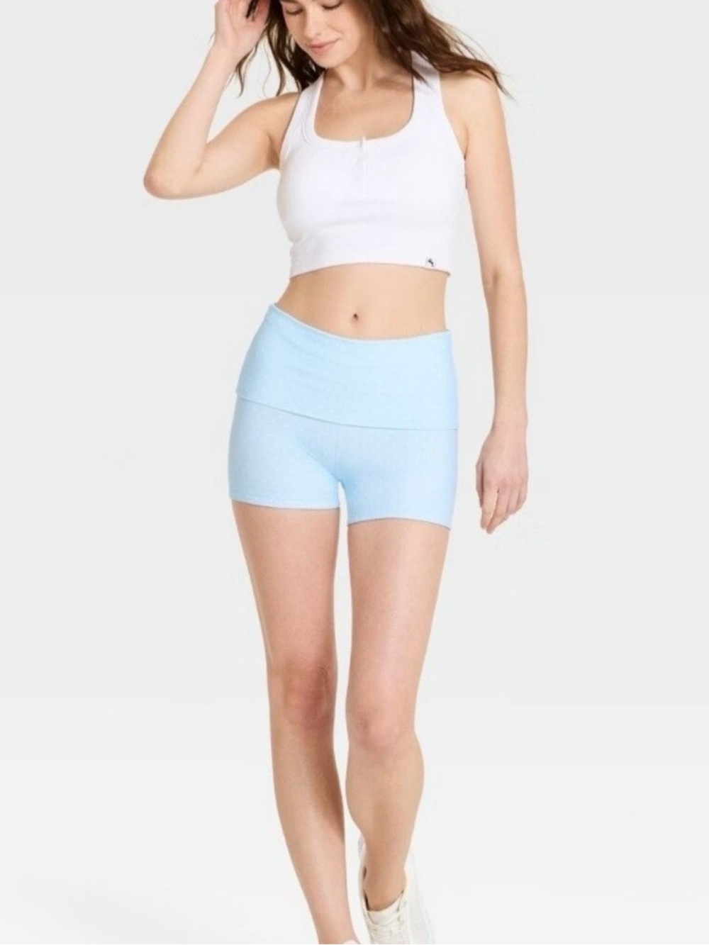 Joy Lab Baby Blue Polka Dot Foldover Bike Shorts